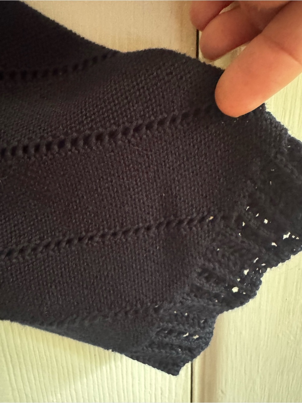 J. Crew Factory Navy Short Sleeve Pointelle Knit Top size Small NWT - Picture 6 of 11